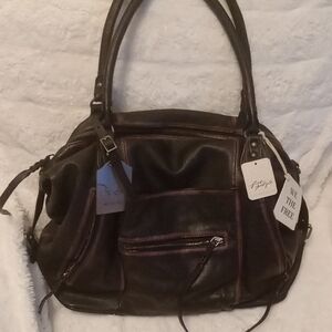 Free People Emerson Large Black Leather Shoulder Bag